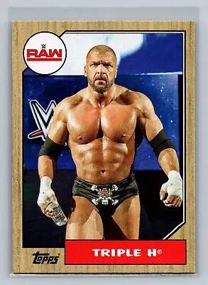 2017 Topps WWE Heritage #37 Triple H wrestling card showcasing the legend in action