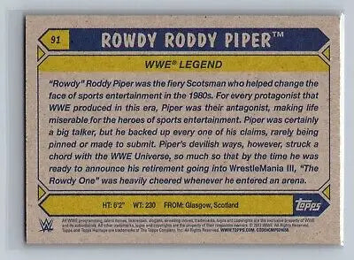 Rowdy Roddy Piper wrestling card from 2017 Topps WWE Heritage #91 collection