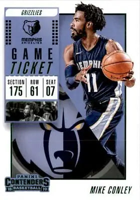 Mike Conley 2018-19 Panini Contenders Game Ticket Green #60 Grizzlies Card NM-MT