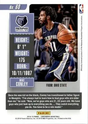 2018-19 Panini Contenders Game Ticket Green Mike Conley Grizzlies Basketball Card NM-MT