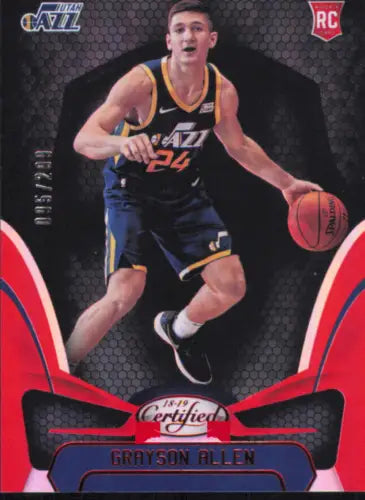 Grayson Allen 2018-19 Certified Mirror Red Rookie Utah Jazz Card NM-MT /299