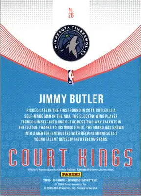 Back of 2018-19 Donruss Court Kings #26 Jimmy Butler Minnesota Timberwolves NBA card