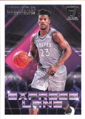 Basketball trading card of Jimmy Butler in gray jersey 23, Donruss Express Lane