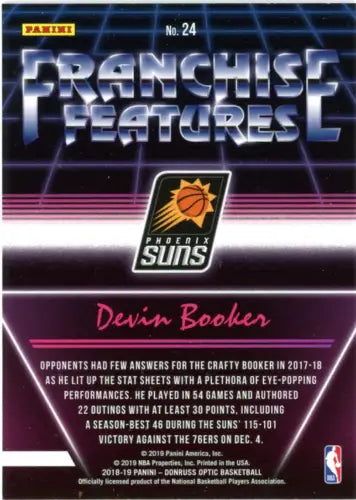 2018-19 Donruss Optic Franchise Features Devin Booker Phoenix Suns Basketball Card