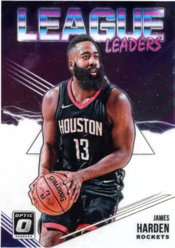 James Harden basketball card from 2018-19 Donruss Optic League Leaders collection