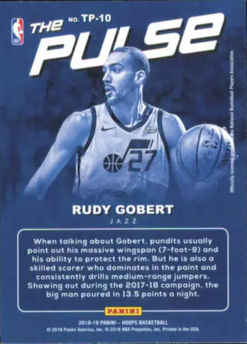 2018-19 Hoops Pulse Holo #10 Rudy Gobert Utah Jazz Basketball Card for collectors