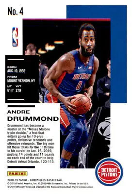 2018-19 Panini Chronicles Andre Drummond Basketball Card from Detroit Pistons