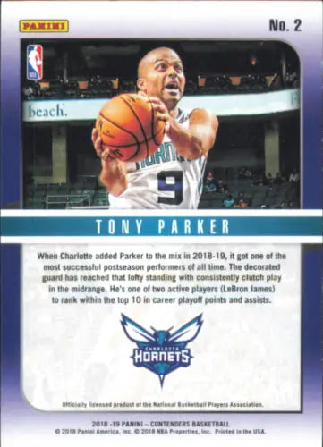 Tony Parker basketball card from 2018-19 Panini Contenders Hall of Fame Contenders series