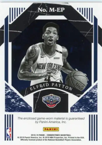 Elfrid Payton basketball card from 2018-19 Panini Cornerstones Memorabilia collection