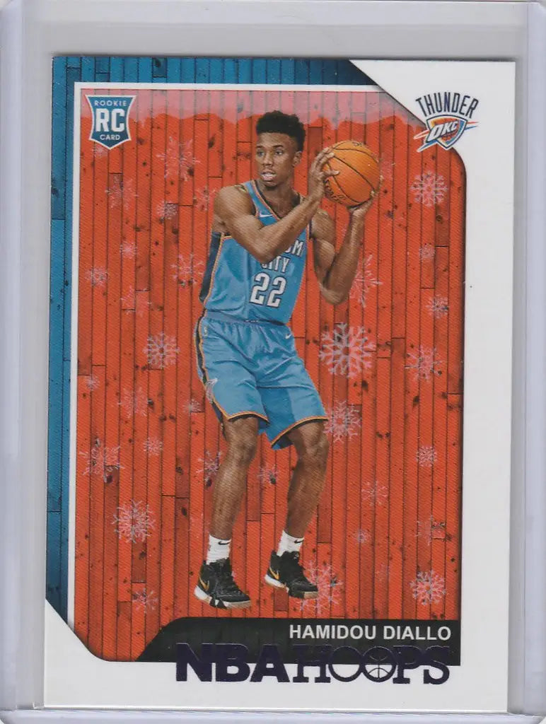 Basketball trading card of Hamidou Diallo in light blue uniform for Panini NBA Hoops