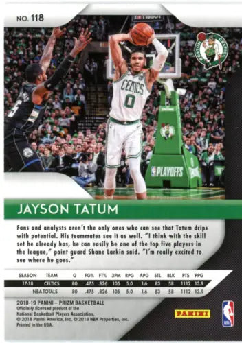 Jayson Tatum 2018-19 Panini Prizm #118 Basketball Card Boston Celtics NM-MT