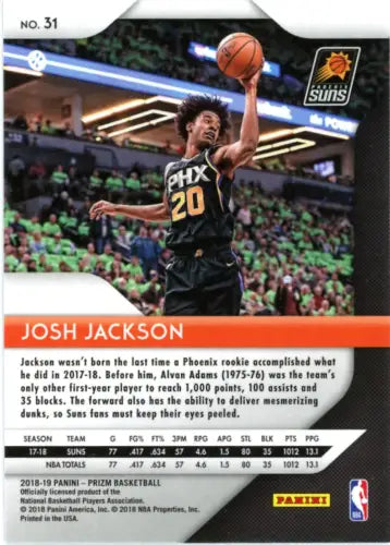 Josh Jackson 2018-19 Panini Prizm #31 Phoenix Suns NBA Basketball Card NM-MT