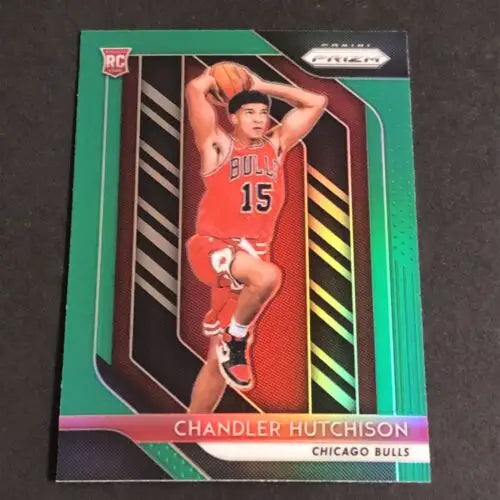 Chandler Hutchinson Green Rookie basketball card from 2018-19 Panini Prizm Chicago Bulls