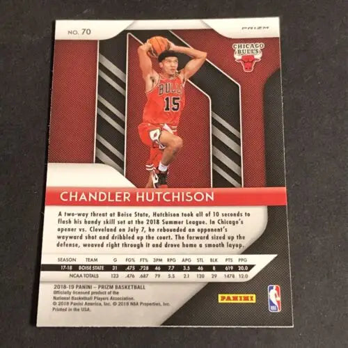 Chandler Hutchison Pink Ice Rookie basketball card from 2018-19 Panini Prizm