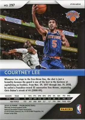 Basketball trading card featuring 2018-19 Panini Prizm Courtney Lee Silver Parallel