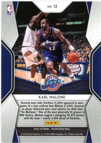 Karl Malone 2018-19 Panini Prizm Dominance #12 Utah Jazz Basketball Card NM-MT