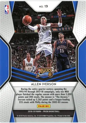 Allen Iverson basketball card from 2018-19 Panini Prizm Dominance set, NBA NM-MT