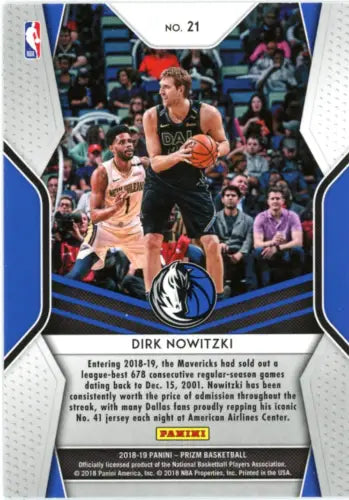 Dirk Nowitzki 2018-19 Panini Prizm Dominance #21 NBA Card from Dallas Mavericks