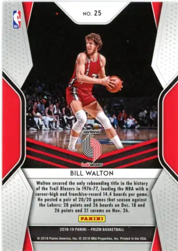 Bill Walton 2018-19 Panini Prizm Dominance basketball card featuring Portland Trail Blazers