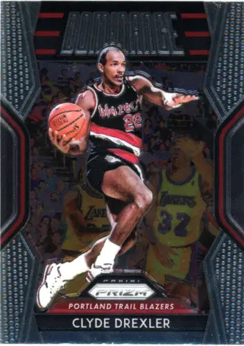 Clyde Drexler basketball card from 2018-19 Panini Prizm Dominance NBA collection