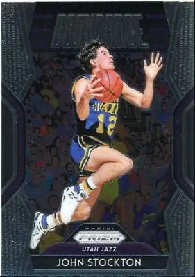 John Stockton basketball card from 2018-19 Panini Prizm Dominance Utah Jazz #15