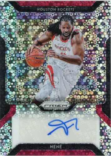 Nene Houston Rockets autographed basketball card from Panini Prizm Fast Break series