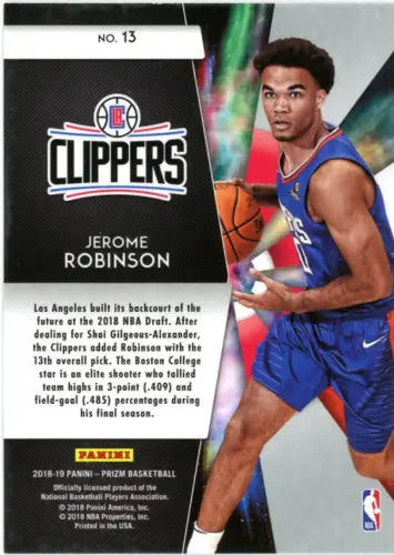 Jerome Robinson 2018-19 Panini Prizm Freshman Phenoms basketball card LA Clippers NM-MT