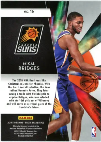 Mikal Bridges 2018-19 Panini Prizm Freshman Phenoms basketball card for Phoenix Suns