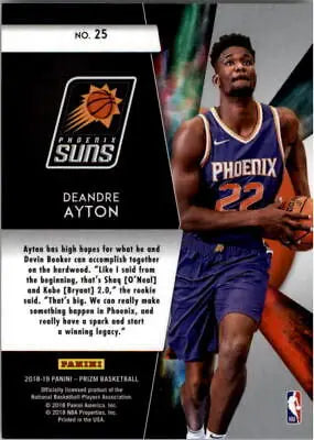 Deandre Ayton 2018-19 Panini Prizm Freshman Phenoms basketball card displayed