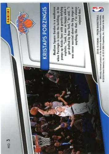 Kristaps Porzingis 2018-19 Panini Prizm Get Hyped! #3 basketball card NM-MT