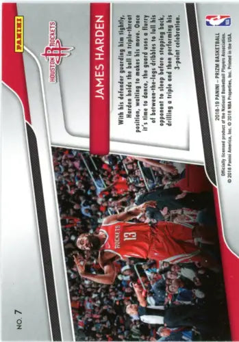 James Harden Houston Rockets card from 2018-19 Panini Prizm Get Hyped! set