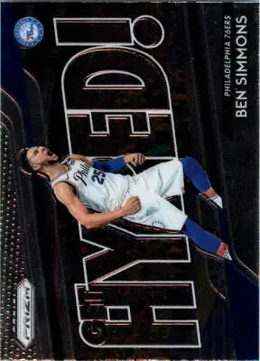 2018-19 Panini Prizm Get Hyped Ben Simmons basketball card for Philadelphia 76ers fans