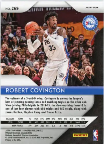 2018-19 Panini Prizm Green Robert Covington Philadelphia 76ers Basketball Card NM-MT