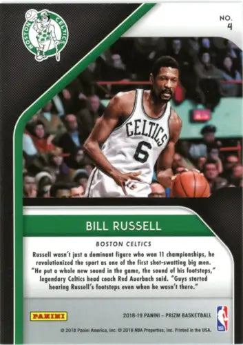 Bill Russell 2018-19 Panini Prizm Hall Monitors NBA Card Boston Celtics NM-MT