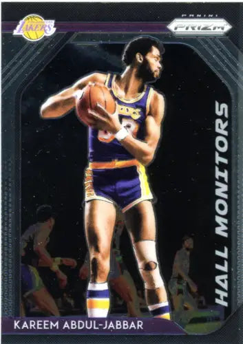 Kareem Abdul-Jabbar basketball card from 2018-19 Panini Prizm Hall Monitors set