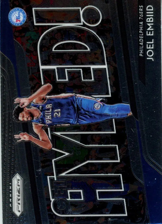 2018-19 Panini Prizm Joel Embiid Get Hyped Insert Philadelphia 76ers NBA card