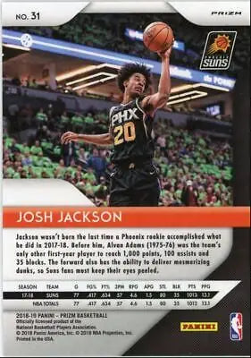 Josh Jackson 2018-19 Panini Prizm Silver Parallel basketball card for Phoenix Suns