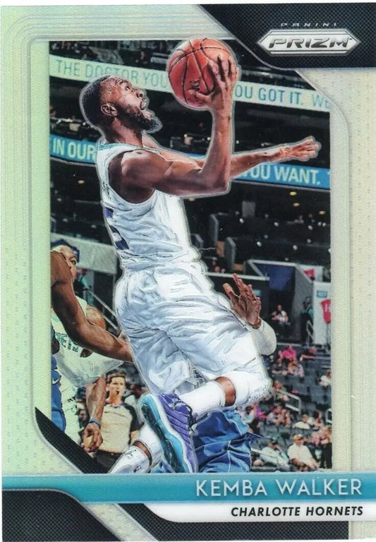 Kemba Walker Silver basketball card from 2018-19 Panini Prizm Charlotte Hornets NBA