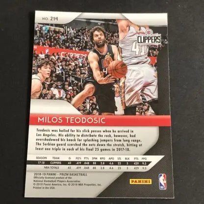 Milos Teodosic 2018-19 Panini Prizm Rookie Los Angeles Clippers Basketball Card #214