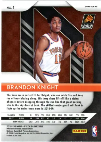 Brandon Knight 2018-19 Panini Prizm Pink Ice basketball card from Phoenix Suns