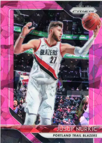 Jusuf Nurkic 2018-19 Panini Prizm Pink Ice Basketball Card Portland Trail Blazers