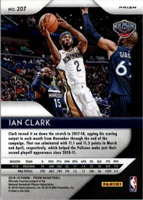 Ian Clark 2018-19 Panini Prizm Pink Ice NBA card for New Orleans Pelicans