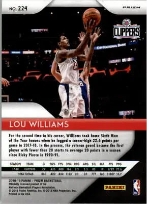 Lou Williams 2018-19 Panini Prizm Pink Ice basketball card from Los Angeles Clippers