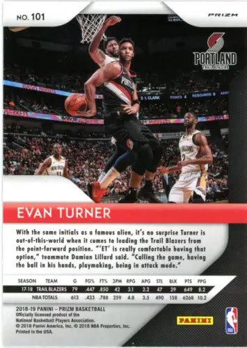 Evan Turner 2018-19 Panini Prizm Green basketball card Portland Trail Blazers NM-MT