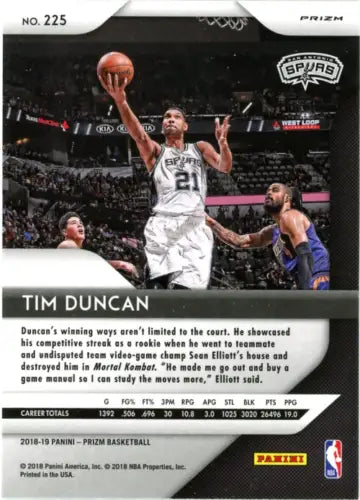 Tim Duncan 2018-19 Panini Prizm Prizms Green NBA card San Antonio Spurs NM-MT