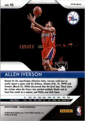 Allen Iverson 2018-19 Panini Prizm Green basketball card Philadelphia 76ers NM-MT