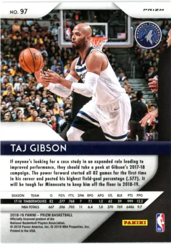 Taj Gibson 2018-19 Panini Prizm Prizms Green basketball card Minnesota Timberwolves