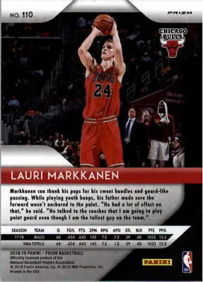 2018-19 Panini Prizm Red White and Blue Lauri Markkanen Chicago Bulls Basketball Card