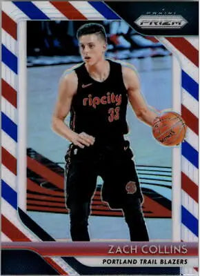 Basketball trading card featuring Panini Prizm Zach Collins of the Trail Blazers NM-MT