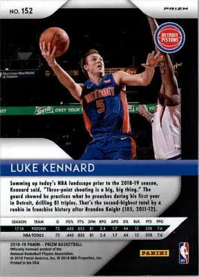 Basketball trading card featuring Luke Kennard from 2018-19 Panini Prizm Red White and Blue